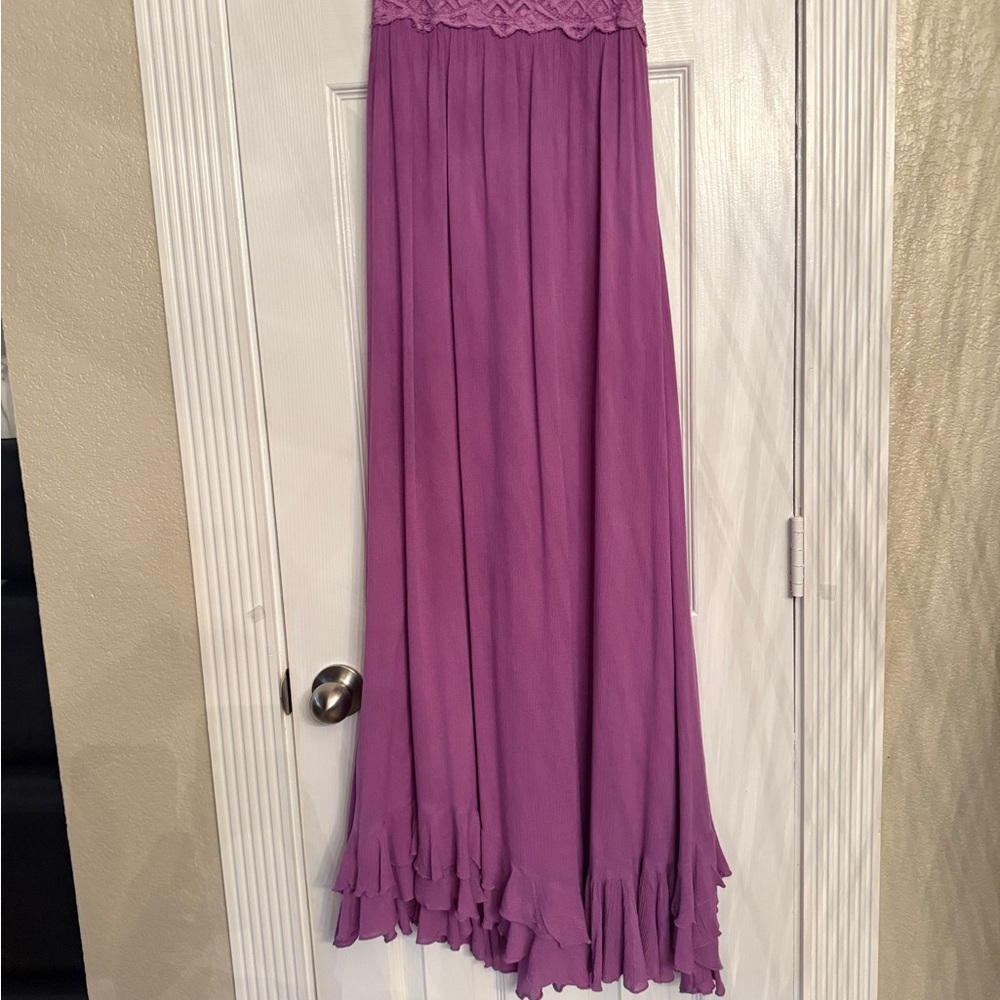 Free People Purple Maxi Dress with Ruffle Hem